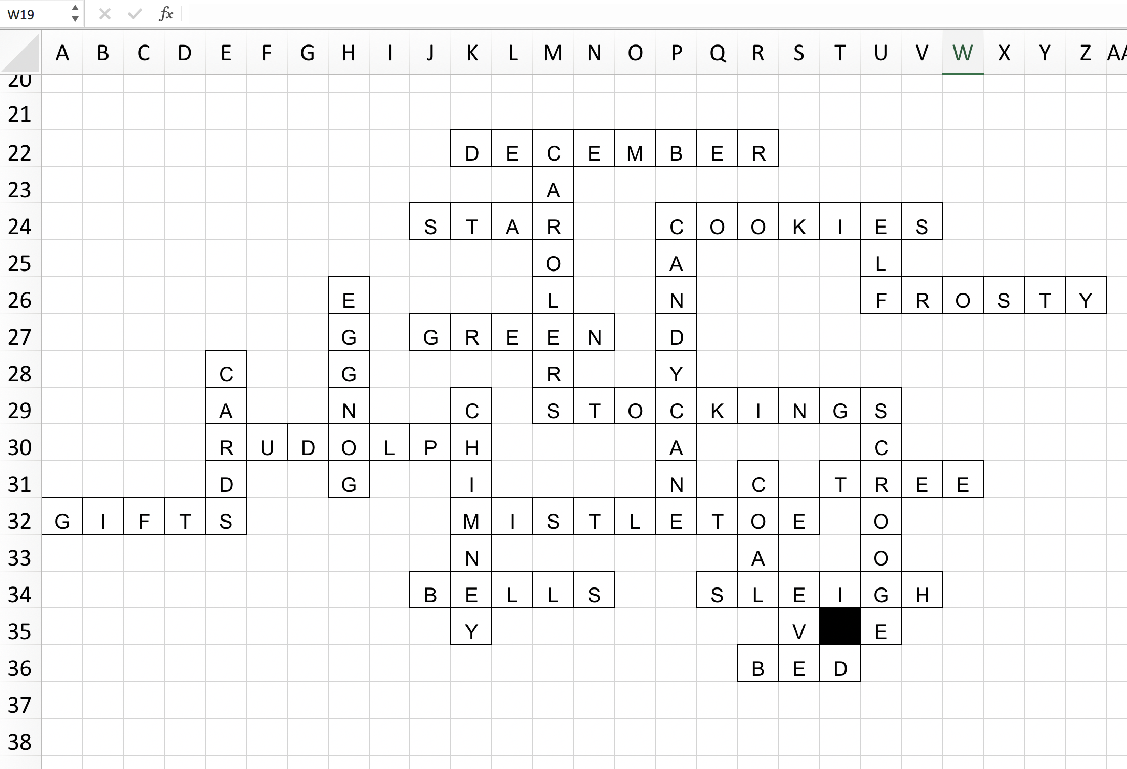 Alzheimer's Crossword Creation Excel
