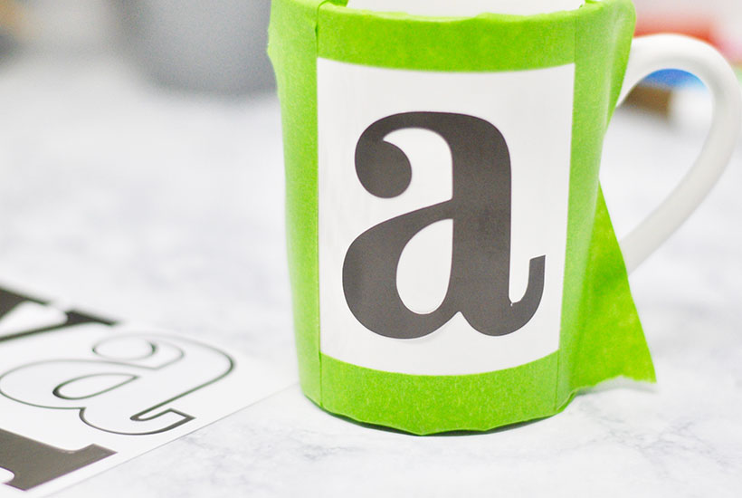 DIY Sharpie Mug Craft tape placement