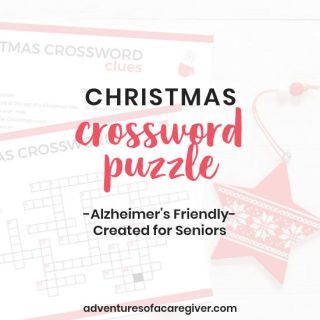 Easy Christmas crossword puzzle created for seniors with Alzheimer's and dementia.