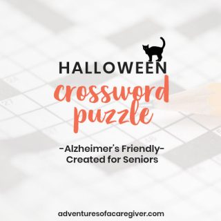 Easy Halloween crossword puzzle created for seniors. Alzheimer's and dementia activity.