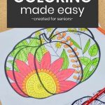 Simplified zentangle pumpkin coloring page for seniors living with dementia.