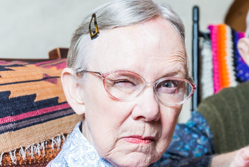 Angy elderly lady with dementia