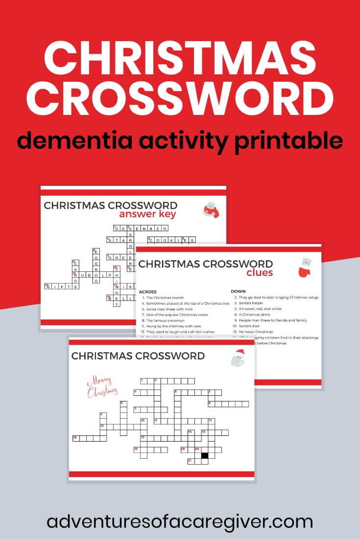 Christmas Crossword Dementia Activity Printable