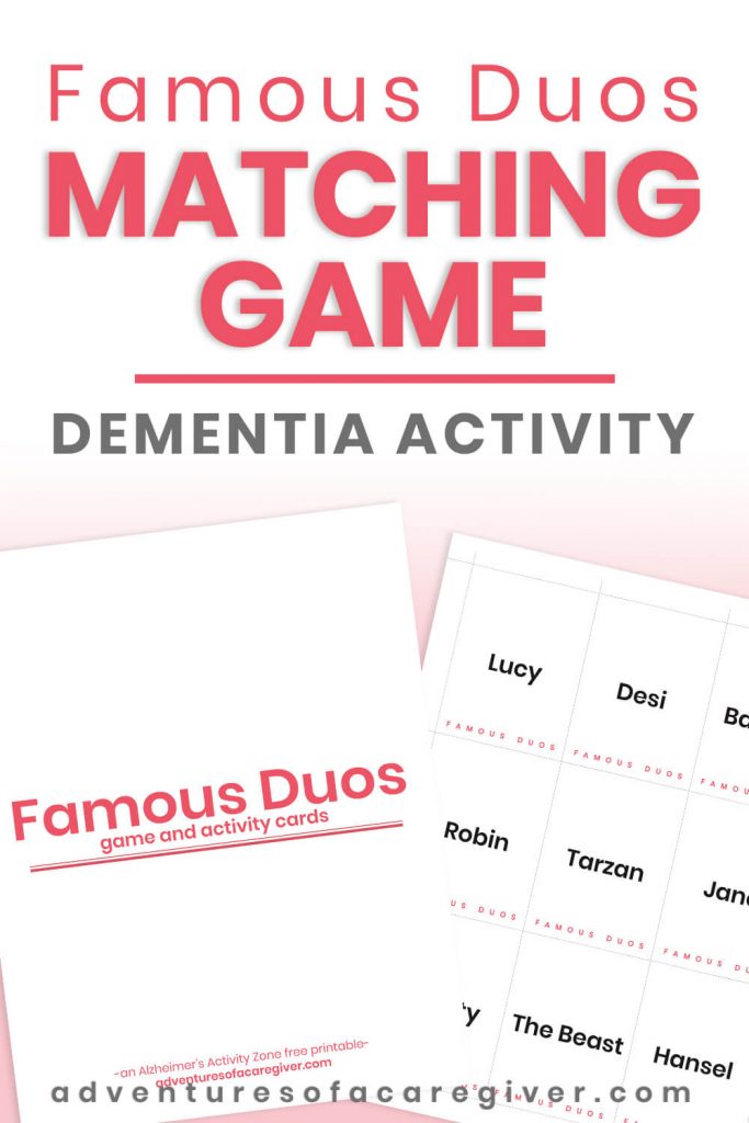 Dementia Activity Printable Famous Duos Game