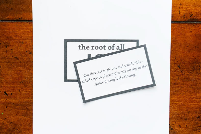 Cover card for leaf print dementia activity