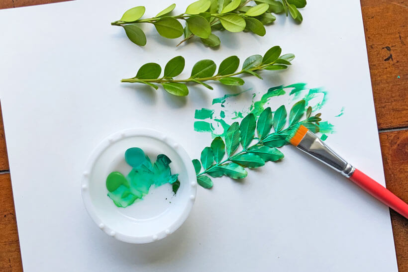 Painting leaves for dementia craft