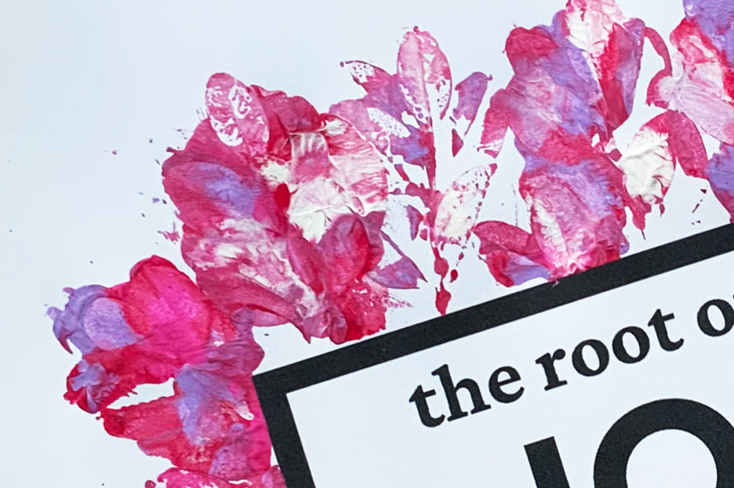 close up of leaf prints around quote on craft for seniors living with dementia